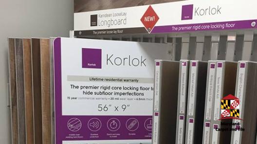 Korlock flooring samples displayed in mct showroom